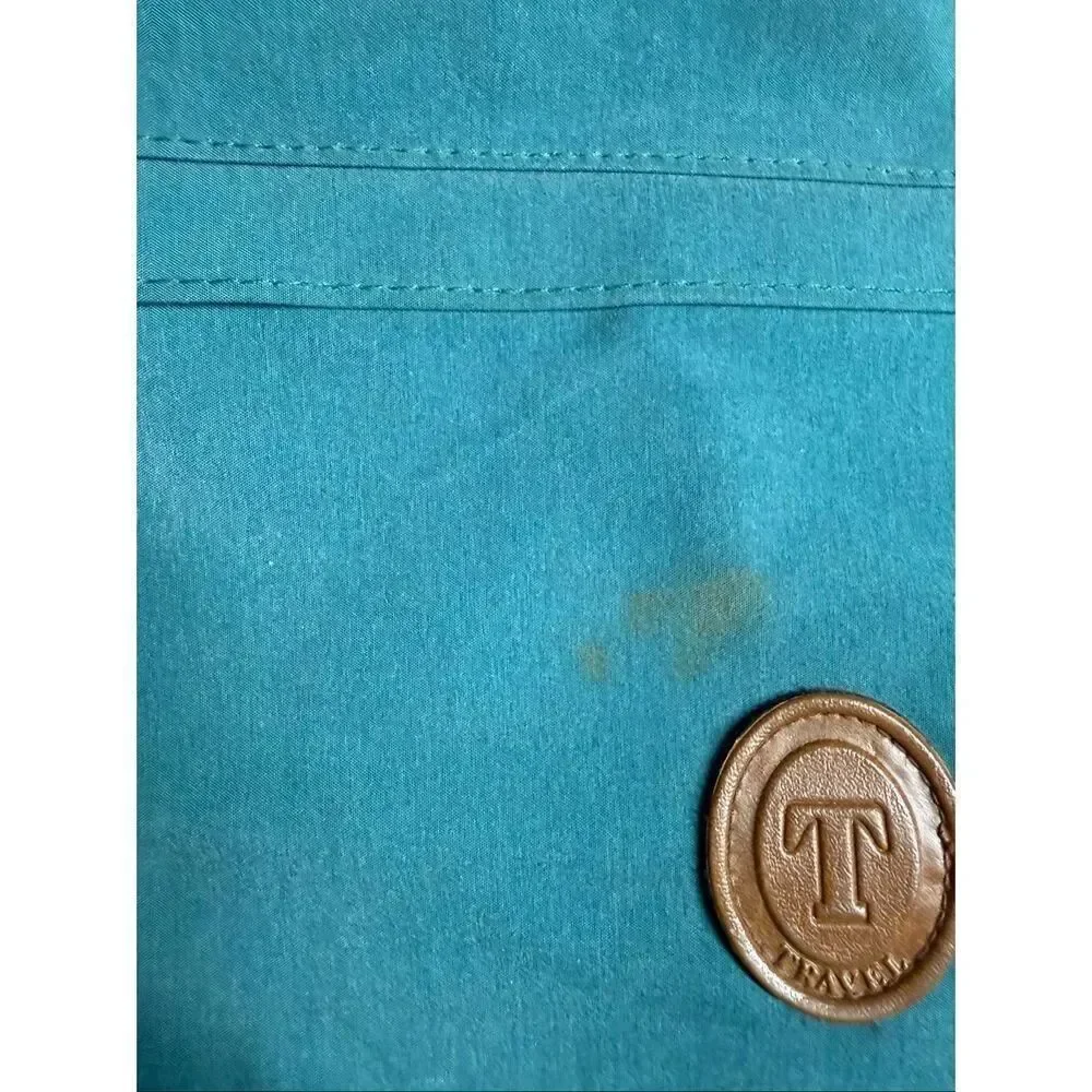 Vintage Travel Duffle Traveler Green Brown Weekend Faux Leather Trim See Notes